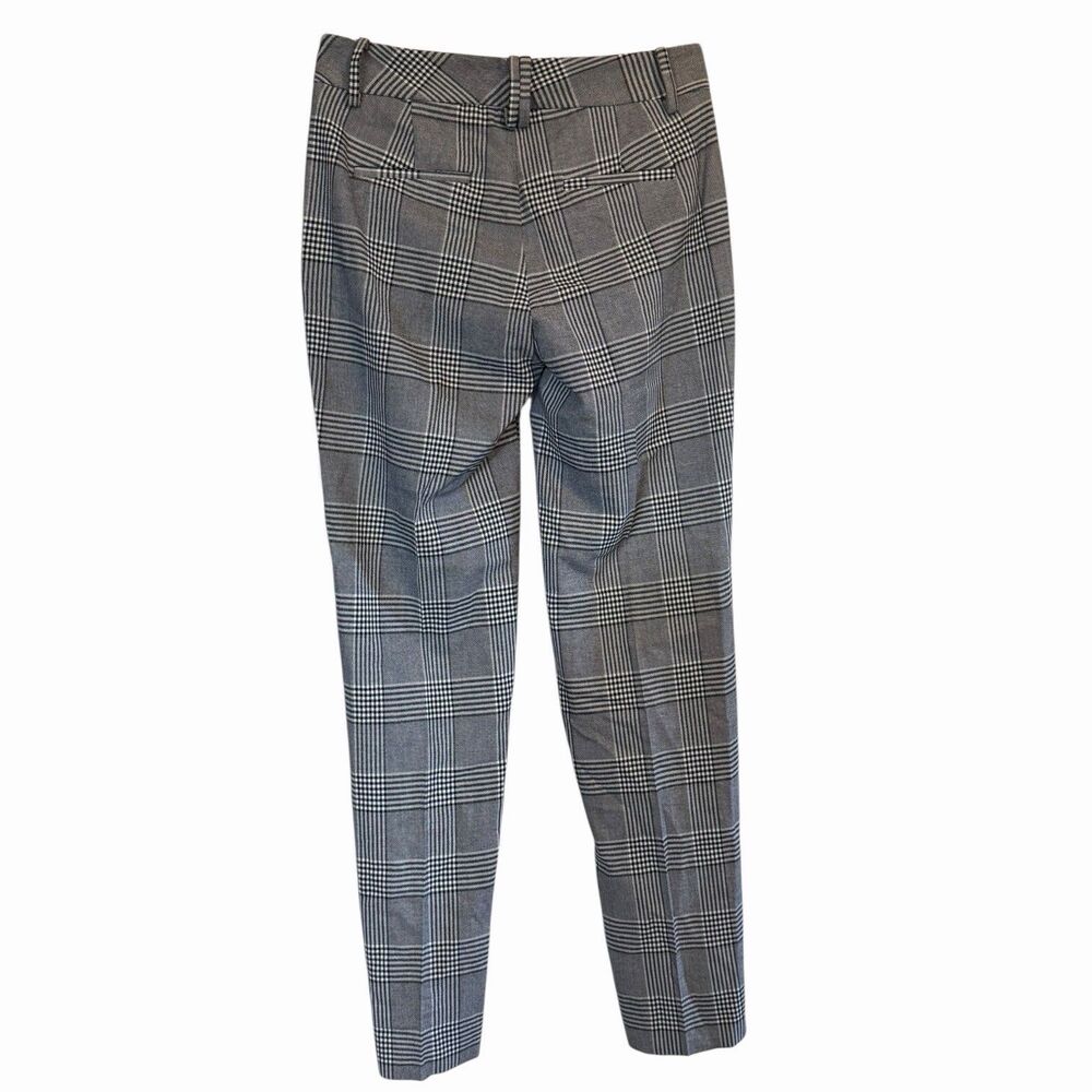 Plaid Slim Fit Trousers Tailored Mid Rise Minimalist Size 0 Gray Officewear - Picture 3 of 16
